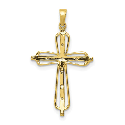 14k and White Rhodium .03 carat Diamond Cross Pendant