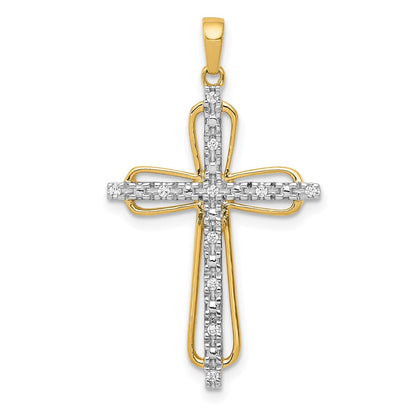 14k & rhodium Diamond Cross Pendant