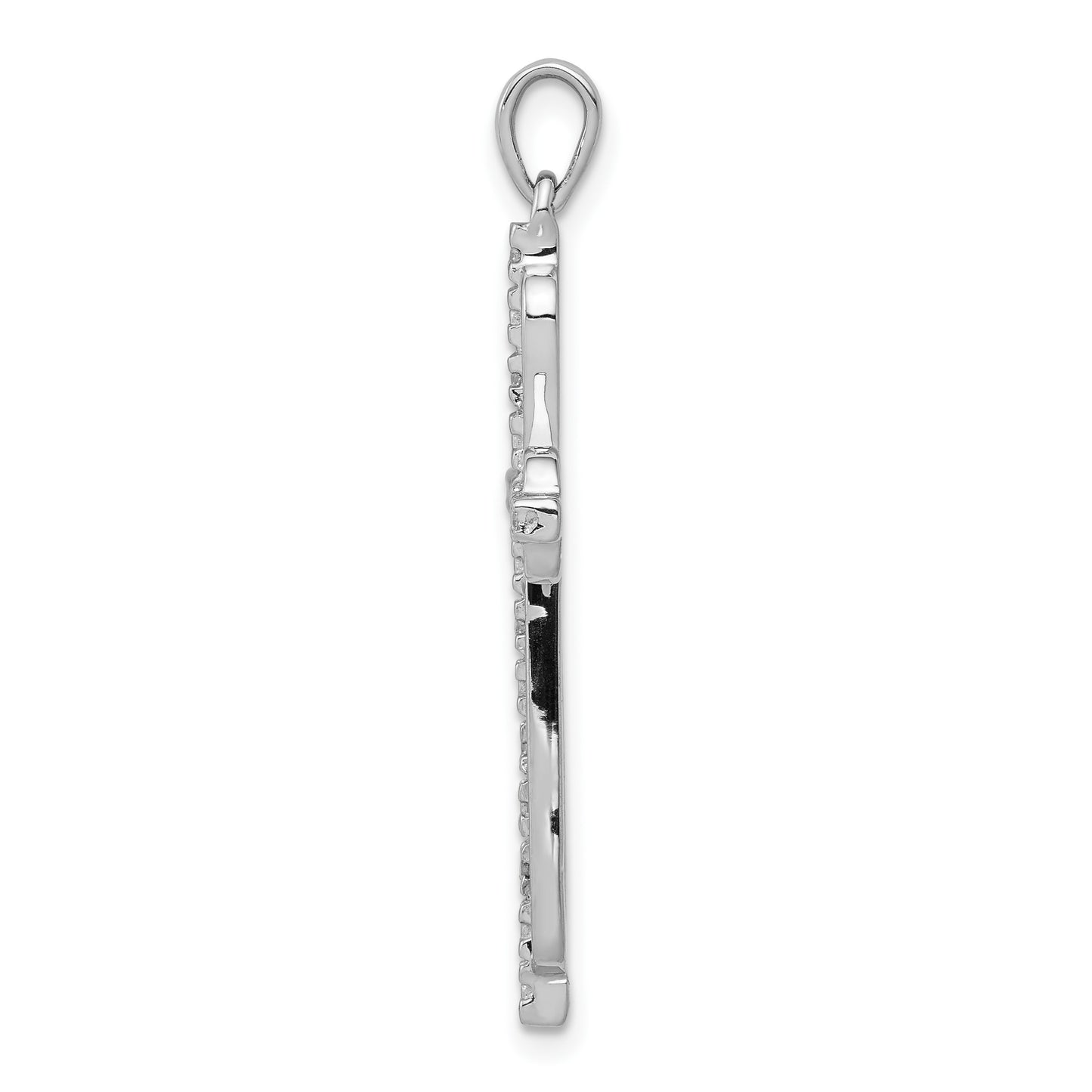 14k and White Rhodium .06 carat Diamond Cross Pendant