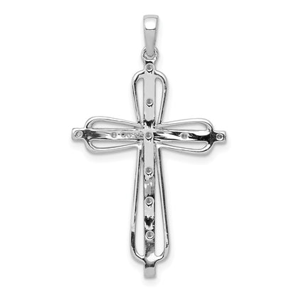 14k & Rhodium .06ct. Diamond Cross Pendant