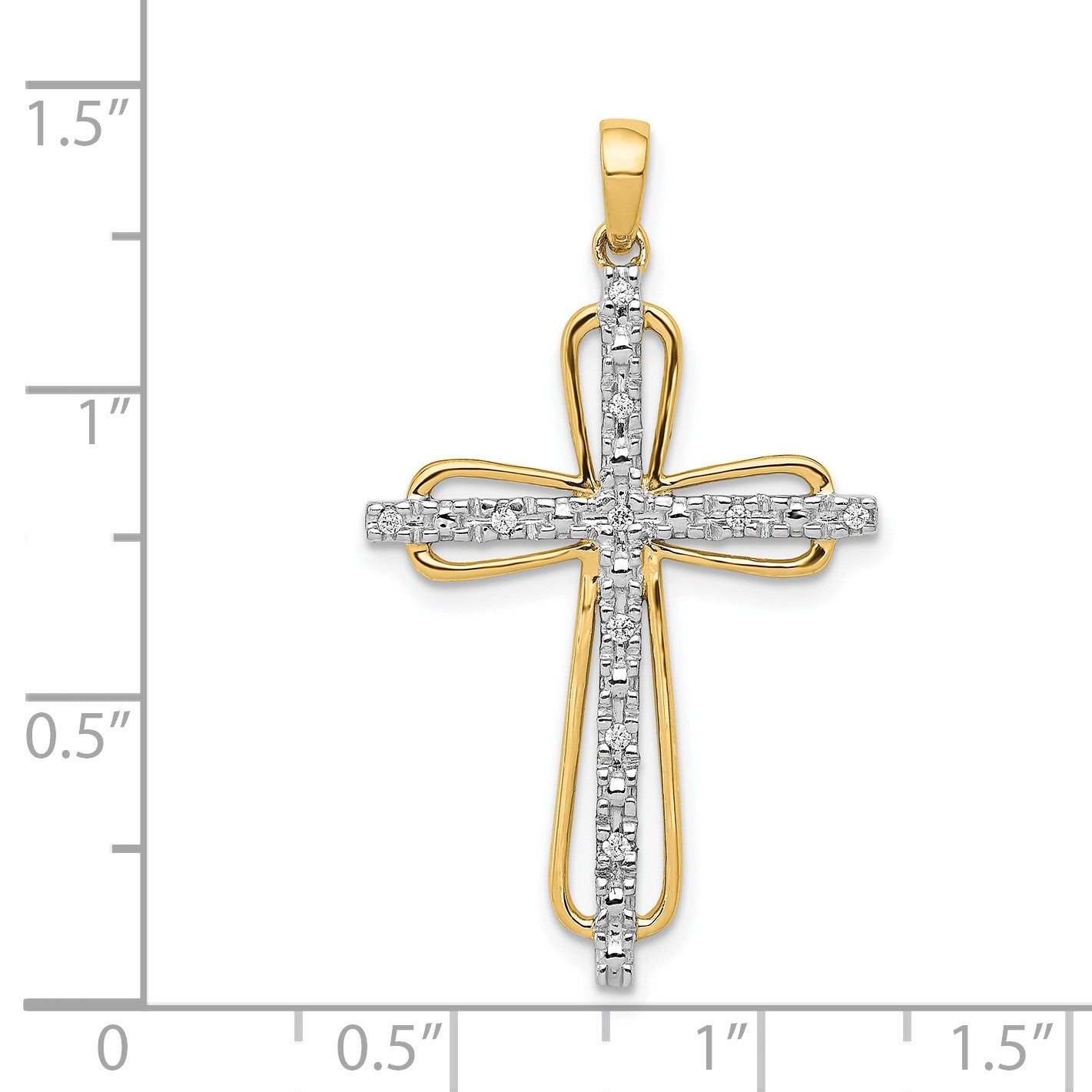 14k and White Rhodium .06 carat Diamond Cross Pendant