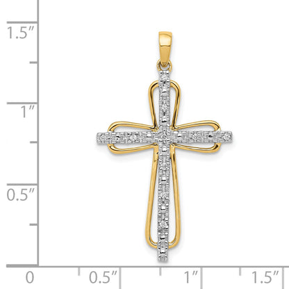 14k and White Rhodium .06 carat Diamond Cross Pendant