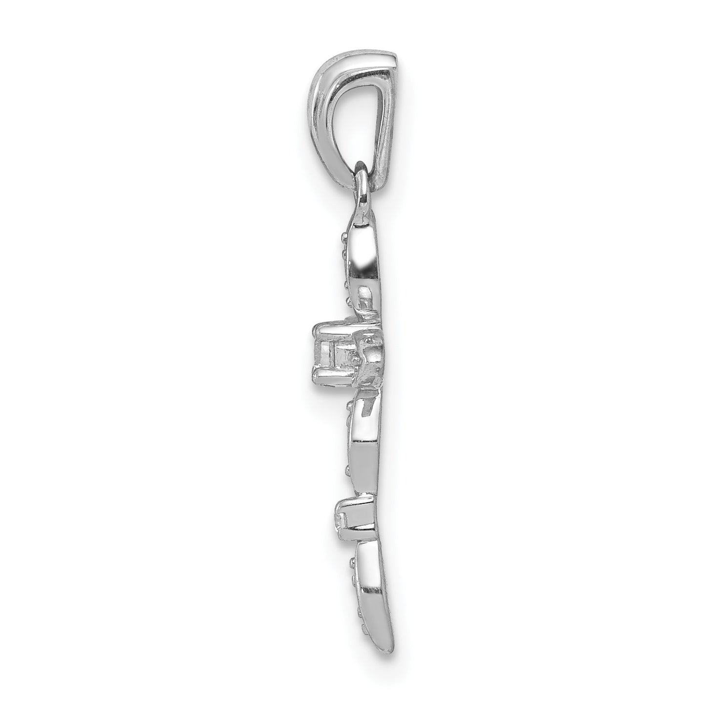 14k White Gold 1/20 carat Diamond Cross Pendant
