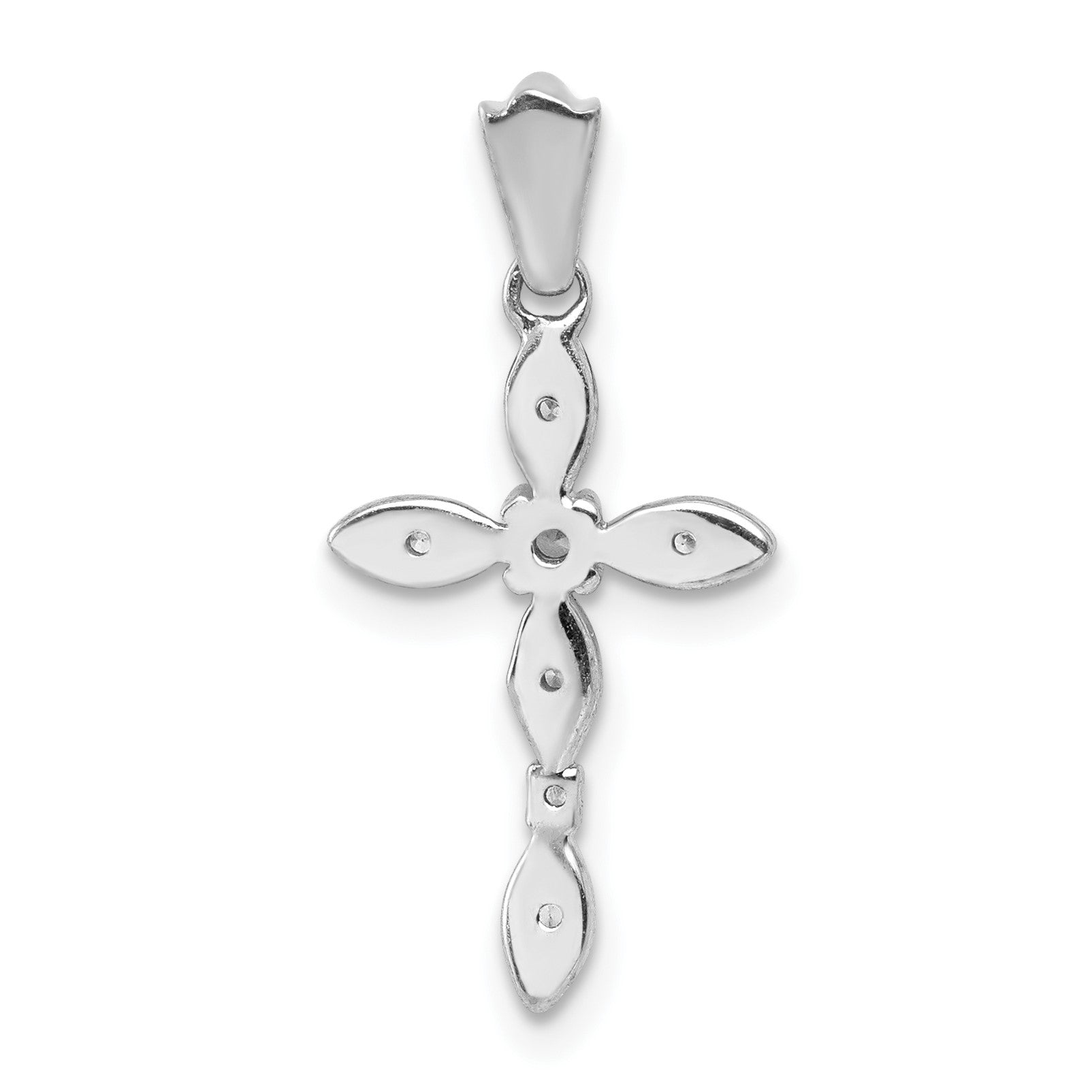 14k White Gold 1/20 carat Diamond Cross Pendant