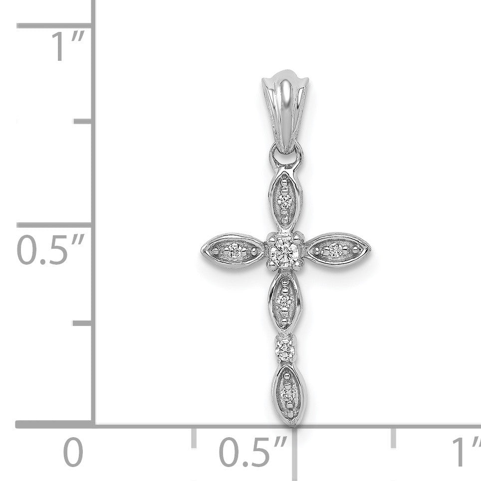 14k White Gold 1/20 carat Diamond Cross Pendant