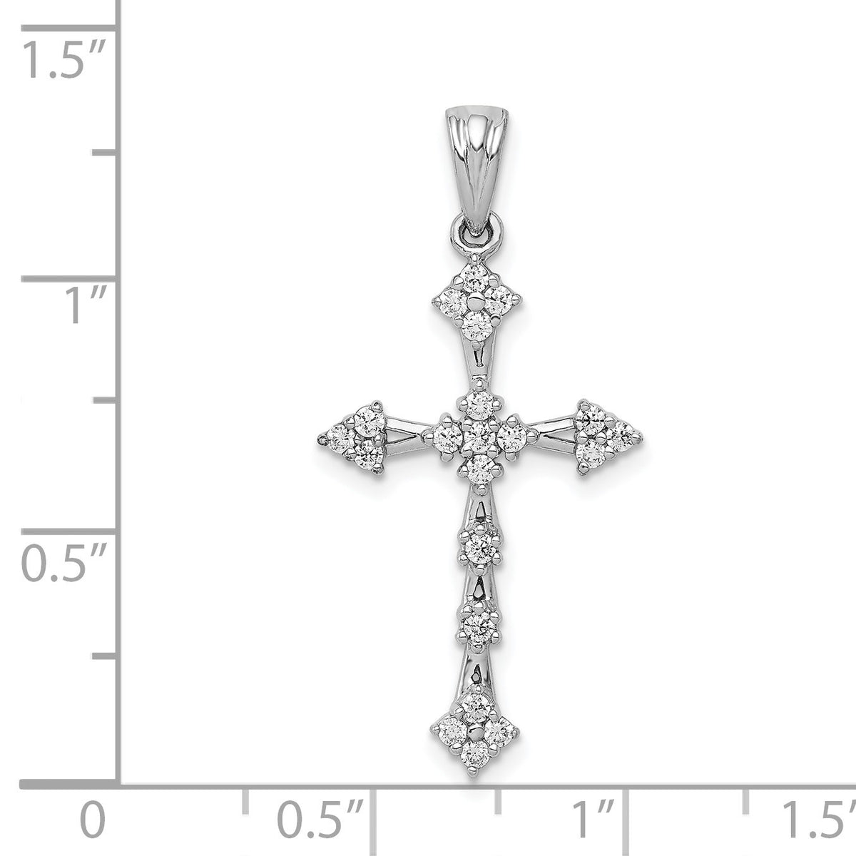 14k White Gold 1/4 carat Diamond Cross Pendant