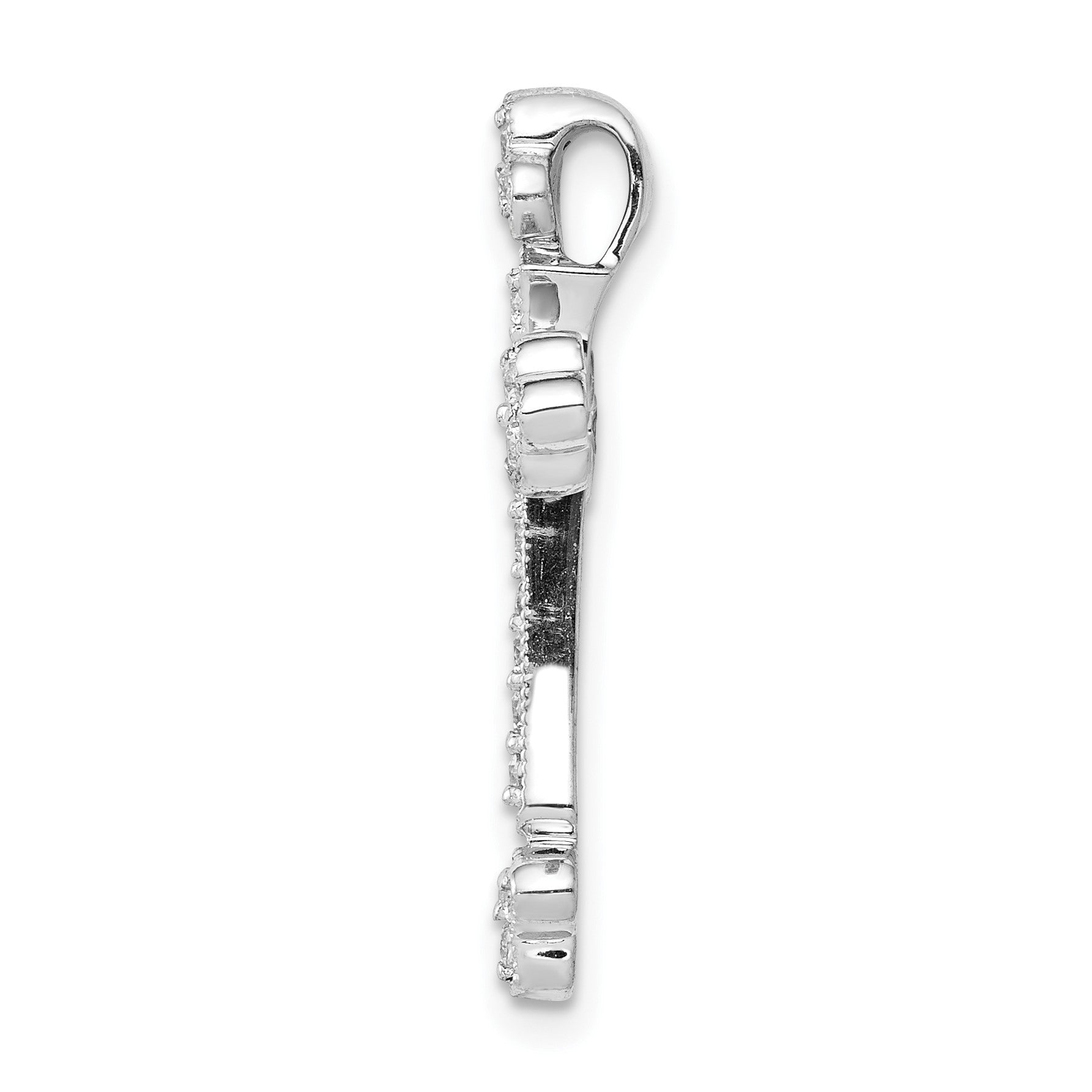 14k White Gold 1/4 carat Diamond Budded Cross Chain Slide