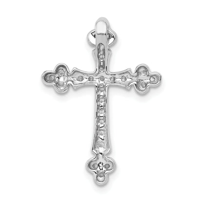 14k White Gold 1/4 carat Diamond Budded Cross Chain Slide