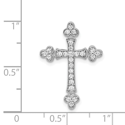 14k White Gold 1/4 carat Diamond Budded Cross Chain Slide