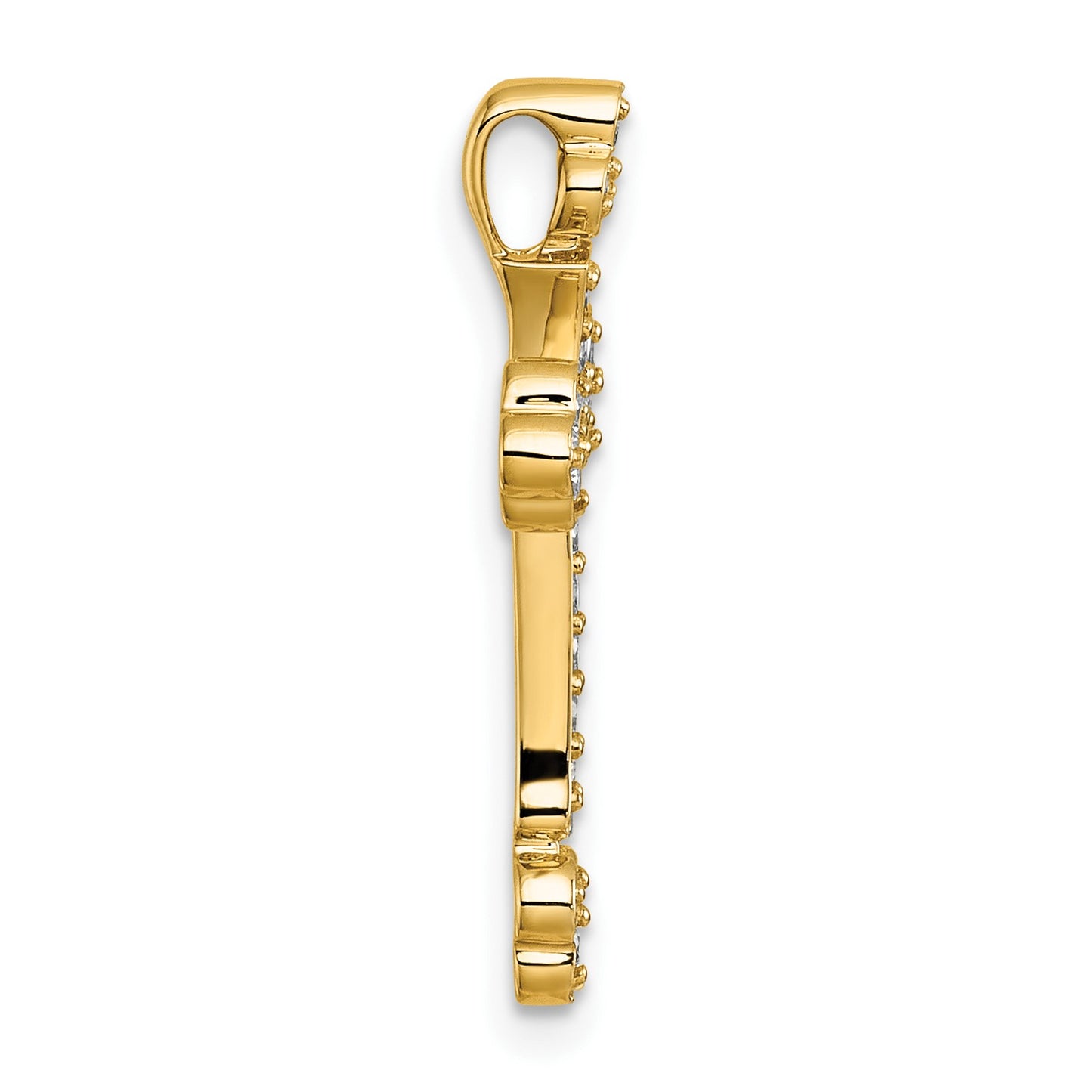 14k 1/3 carat Diamond Budded Cross Chain Slide