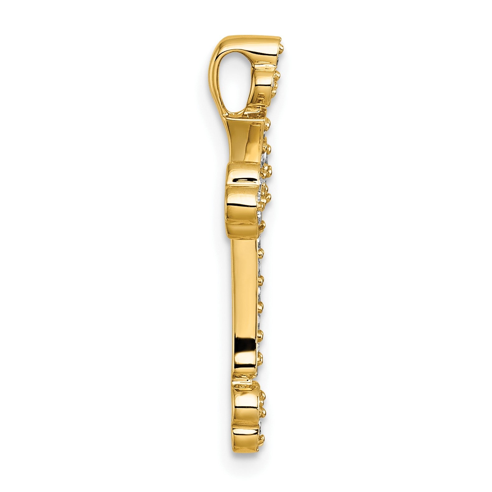 14k 1/3 carat Diamond Budded Cross Chain Slide