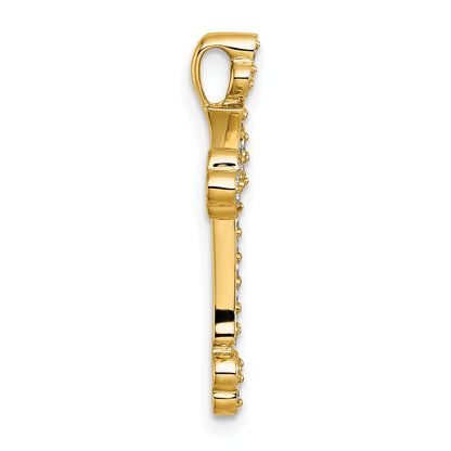 14k 1/3 carat Diamond Budded Cross Chain Slide