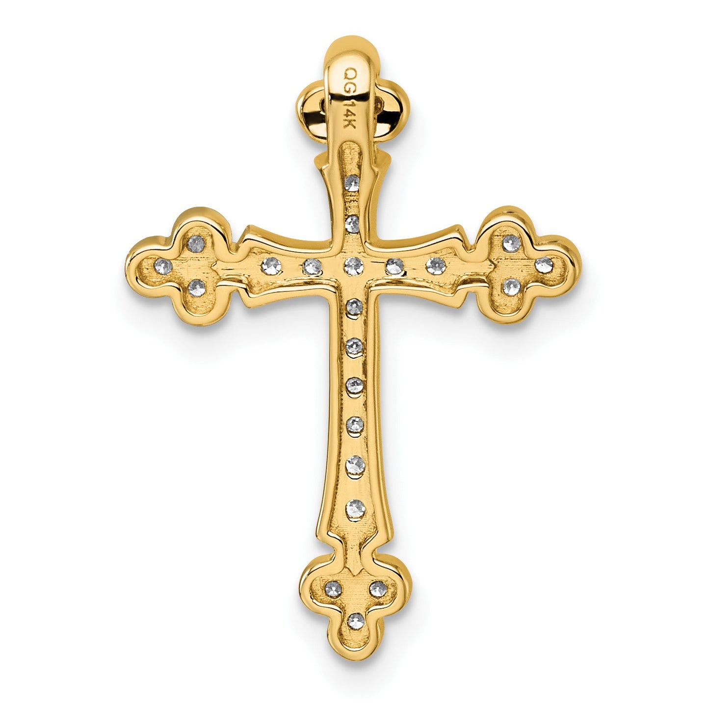 14k 1/3 carat Diamond Budded Cross Chain Slide