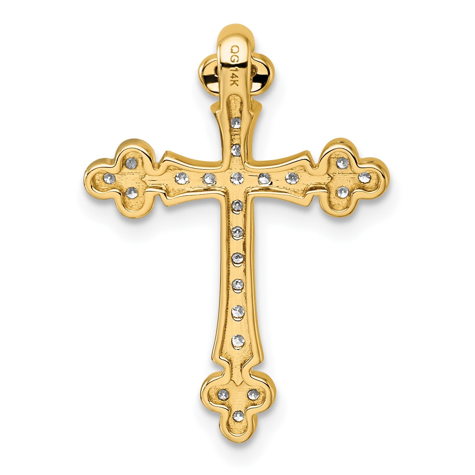14k 1/3 carat Diamond Budded Cross Chain Slide