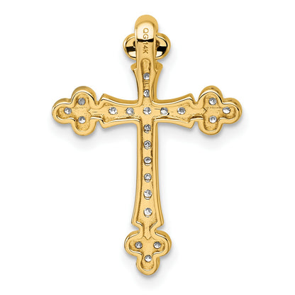 14k 1/3 carat Diamond Budded Cross Chain Slide