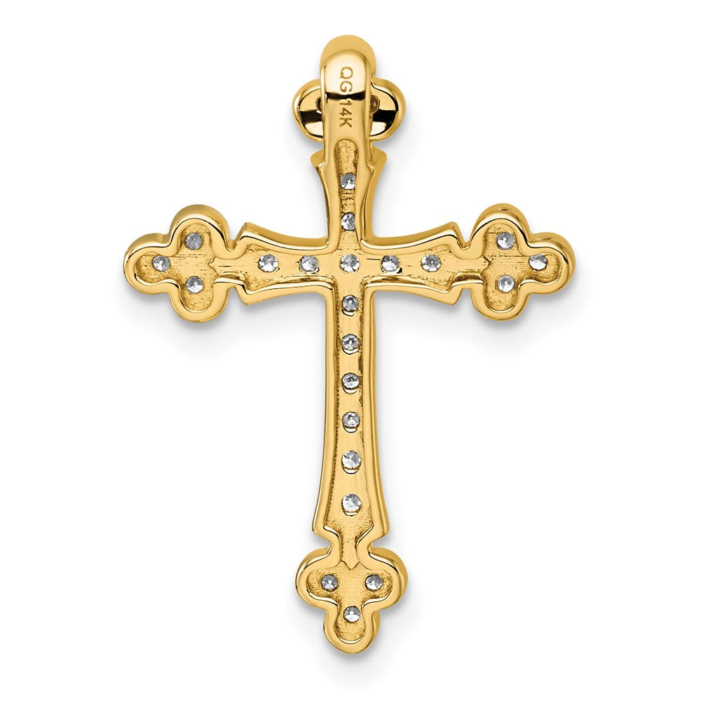 14k 1/3ct. Diamond Budded Cross Chain Slide