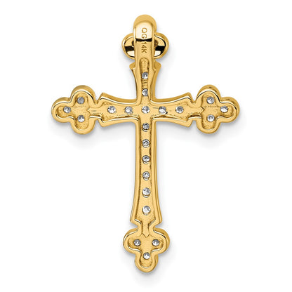 14k 1/3ct. Diamond Budded Cross Chain Slide