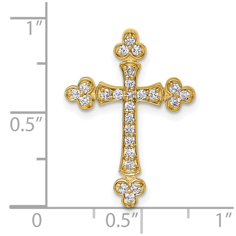 14k 1/3ct. Diamond Budded Cross Chain Slide