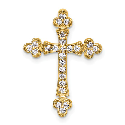 14k 1/3ct. Diamond Budded Cross Chain Slide