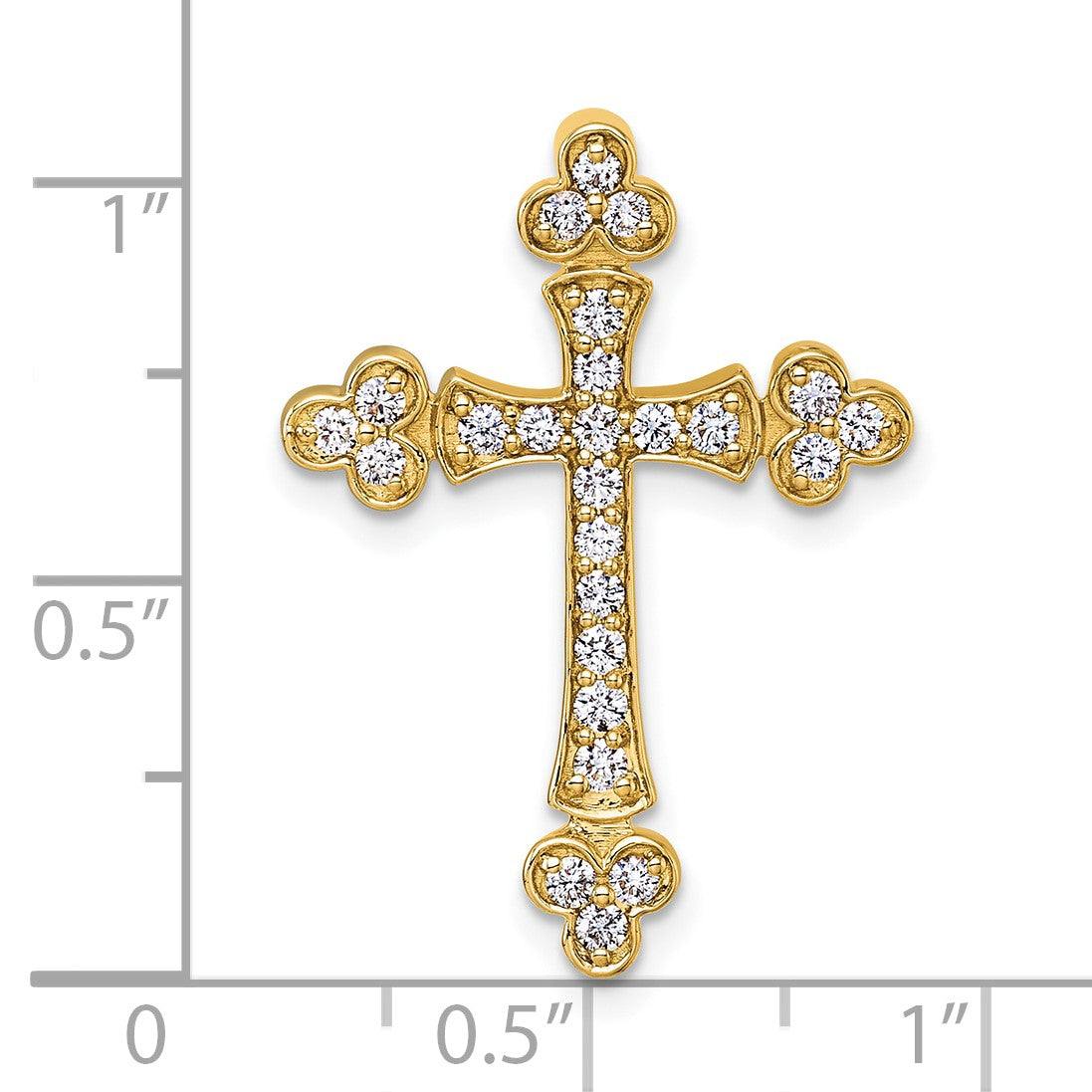14k 1/2 carat Diamond Budded Cross Chain Slide
