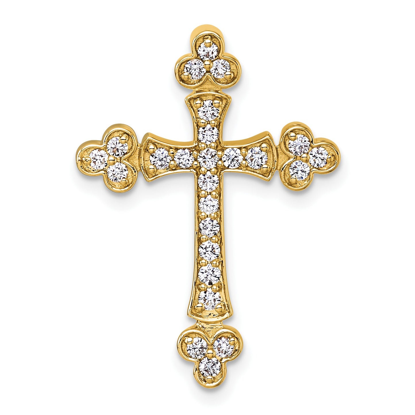 14k 1/2 carat Diamond Budded Cross Chain Slide