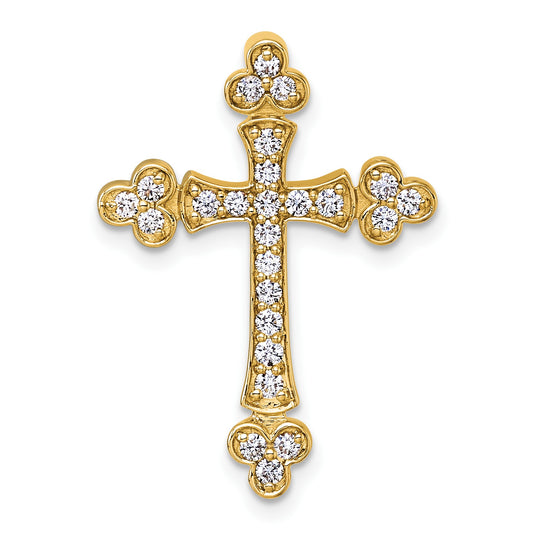 14k 1/2 carat Diamond Budded Cross Chain Slide