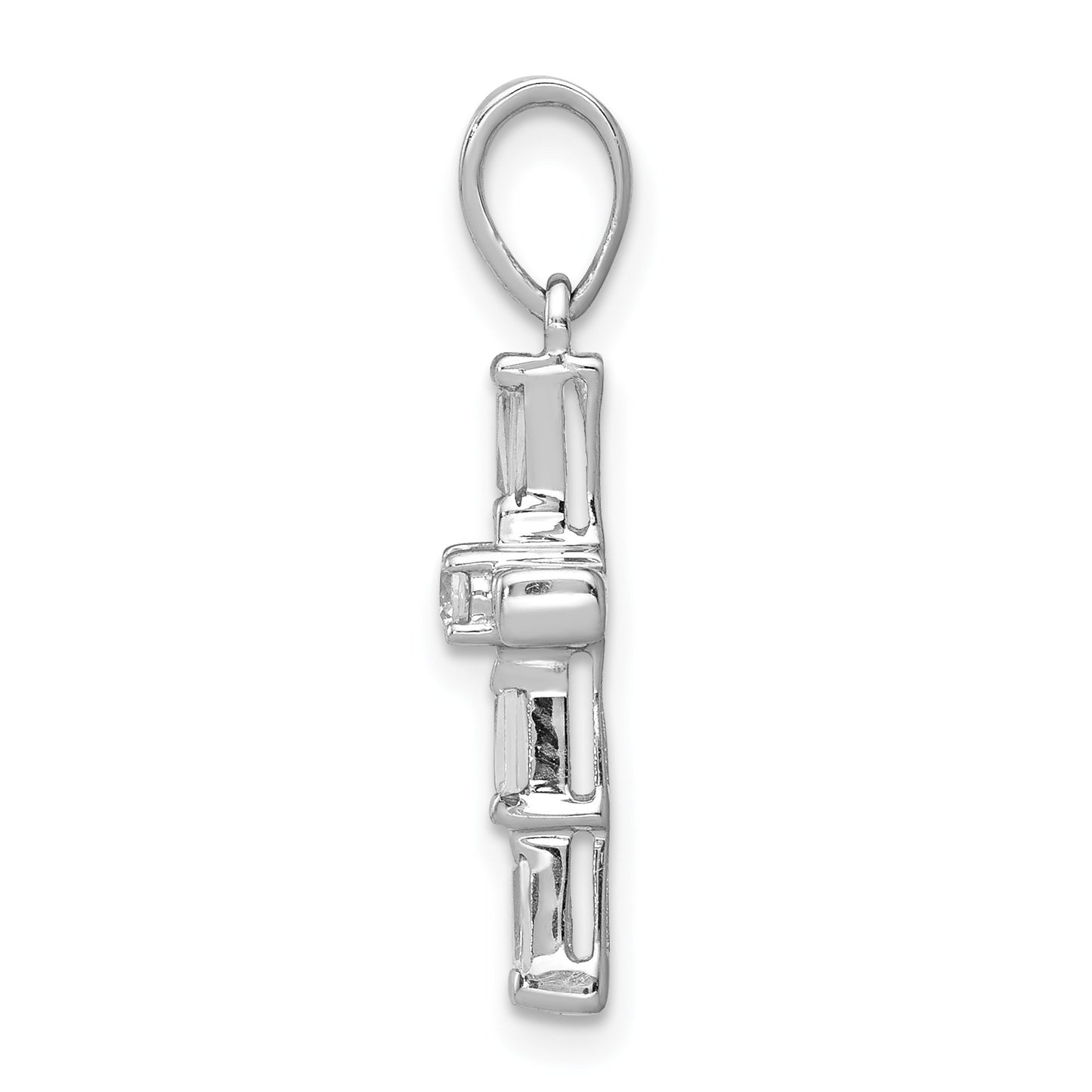 14k White Gold 1/5 carat Diamond Cross Pendant