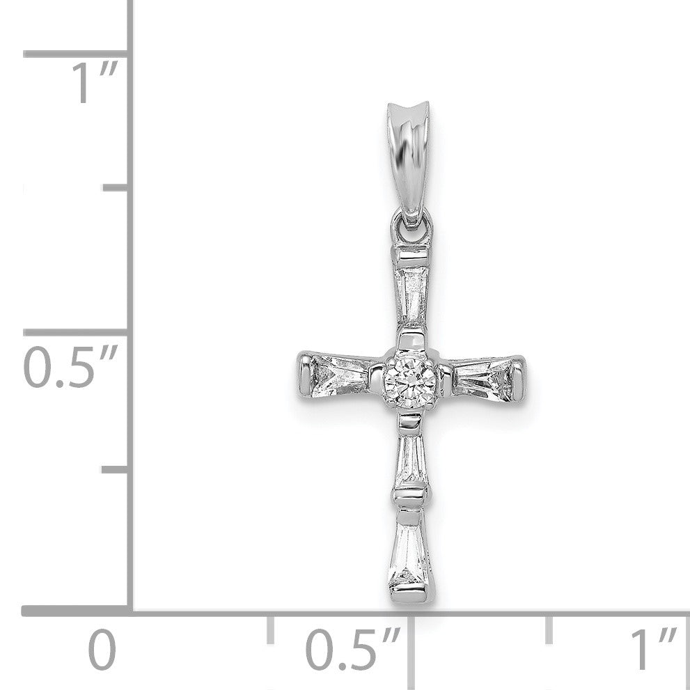 14k White Gold 1/5 carat Diamond Cross Pendant