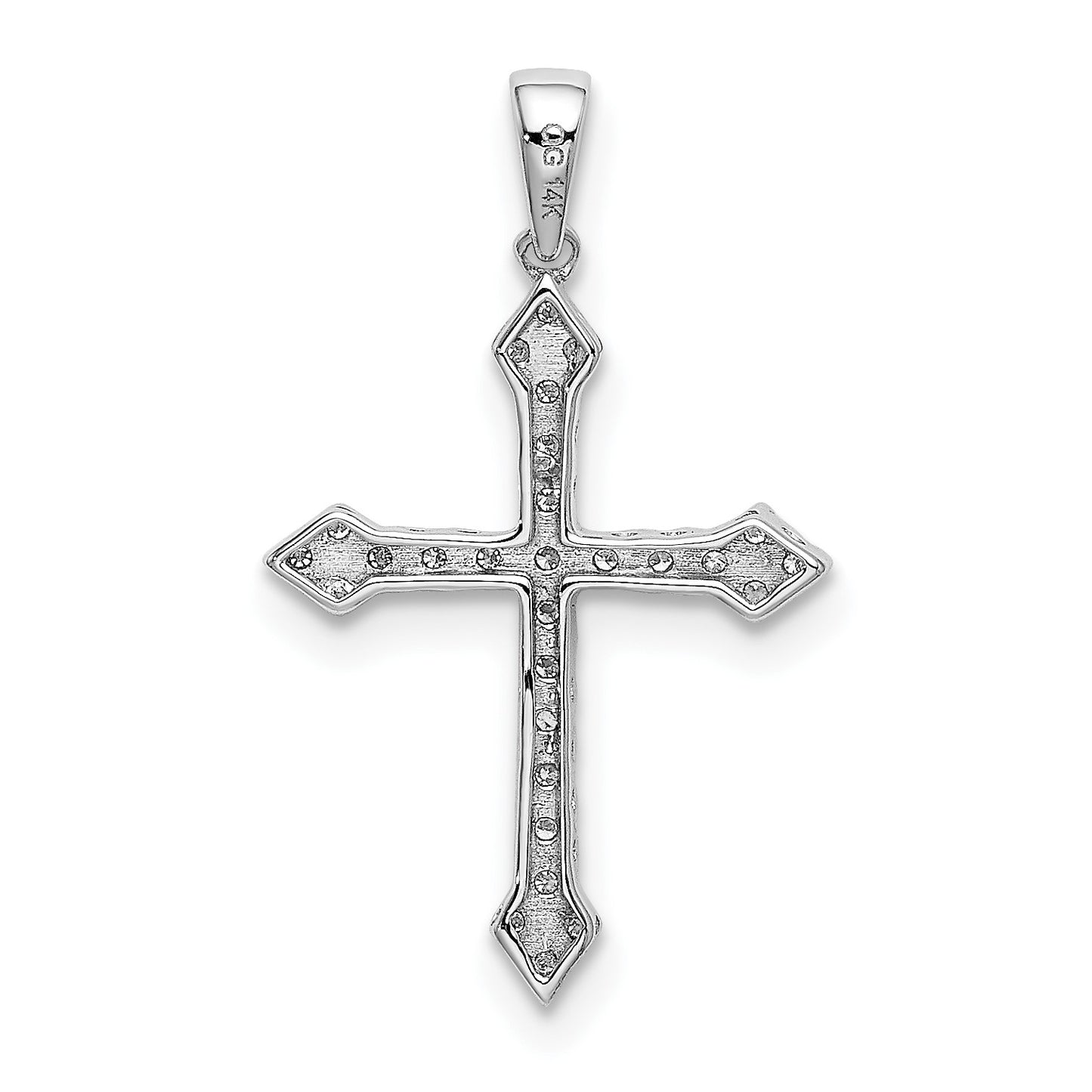 14k White Gold 1/10 carat Diamond Cross Pendant