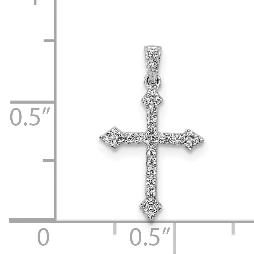 14k White Gold 1/10 carat Diamond Cross Pendant