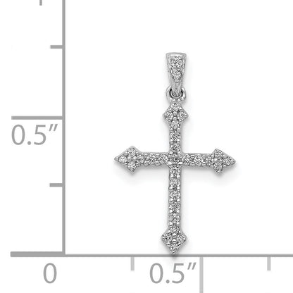 14k White Gold 1/10 carat Diamond Cross Pendant