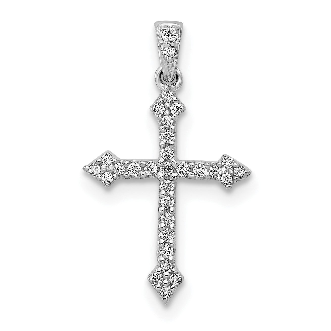 14k White Gold 1/10 carat Diamond Cross Pendant