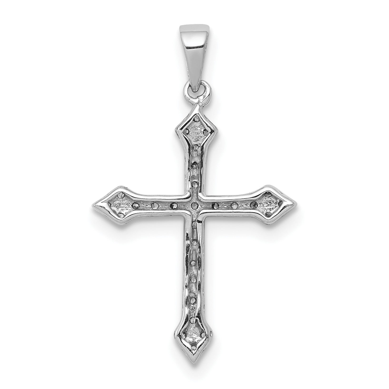 14k White Gold 1/4 carat Diamond Cross Pendant