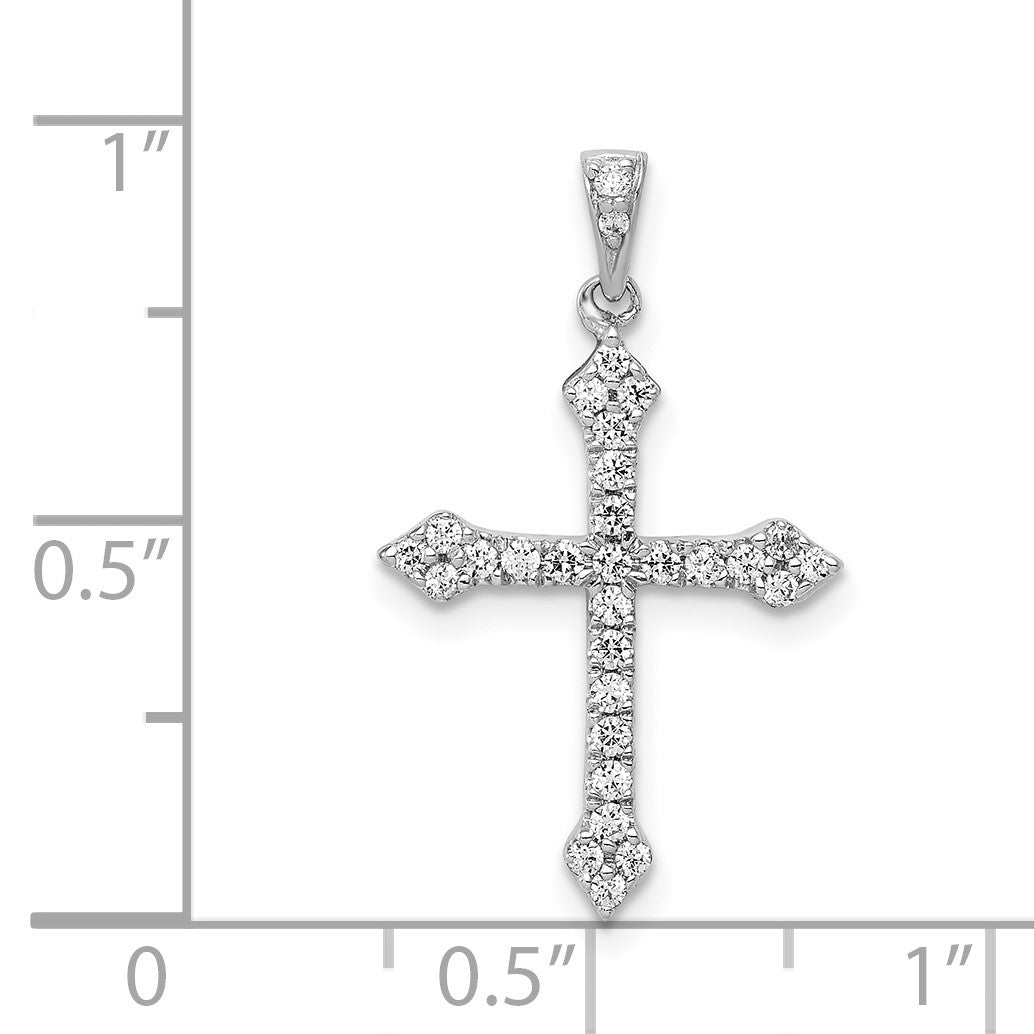 14k White Gold 1/4 carat Diamond Cross Pendant