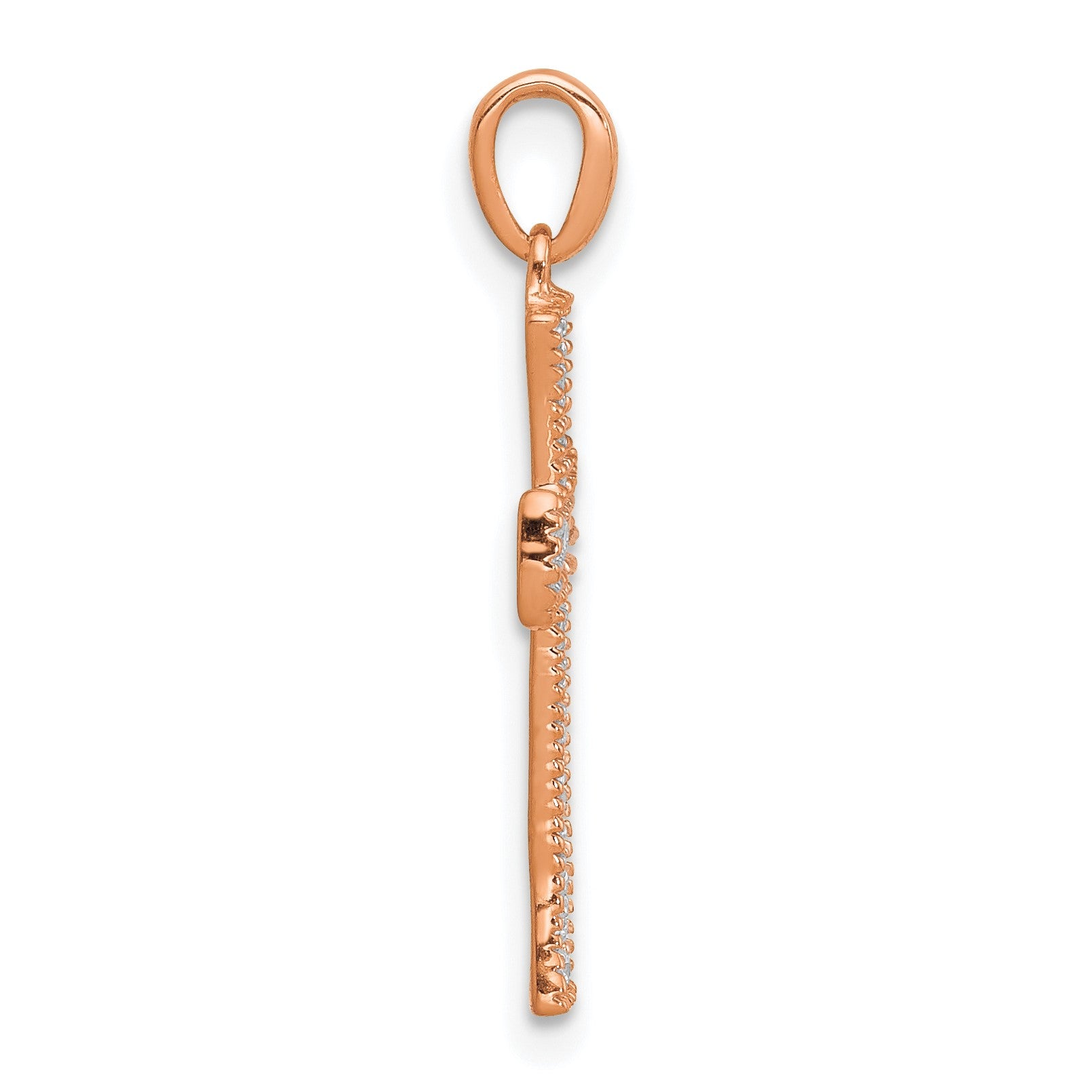 14k Rose Gold 1/10 carat Diamond Cross Pendant