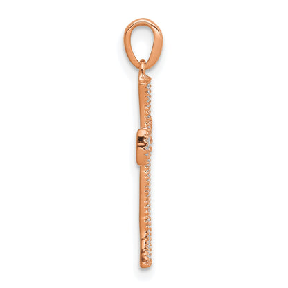 14k Rose Gold 1/10 carat Diamond Cross Pendant
