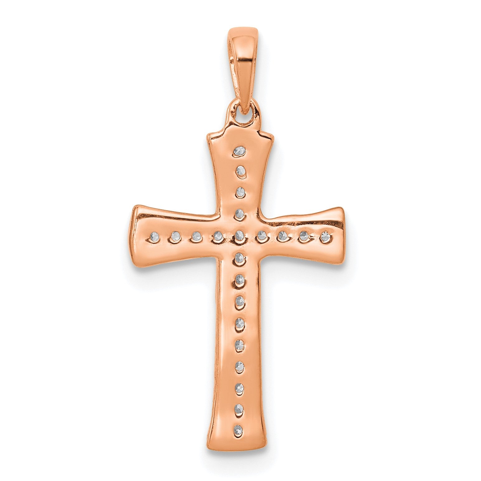 14k Rose Gold 1/10 carat Diamond Cross Pendant