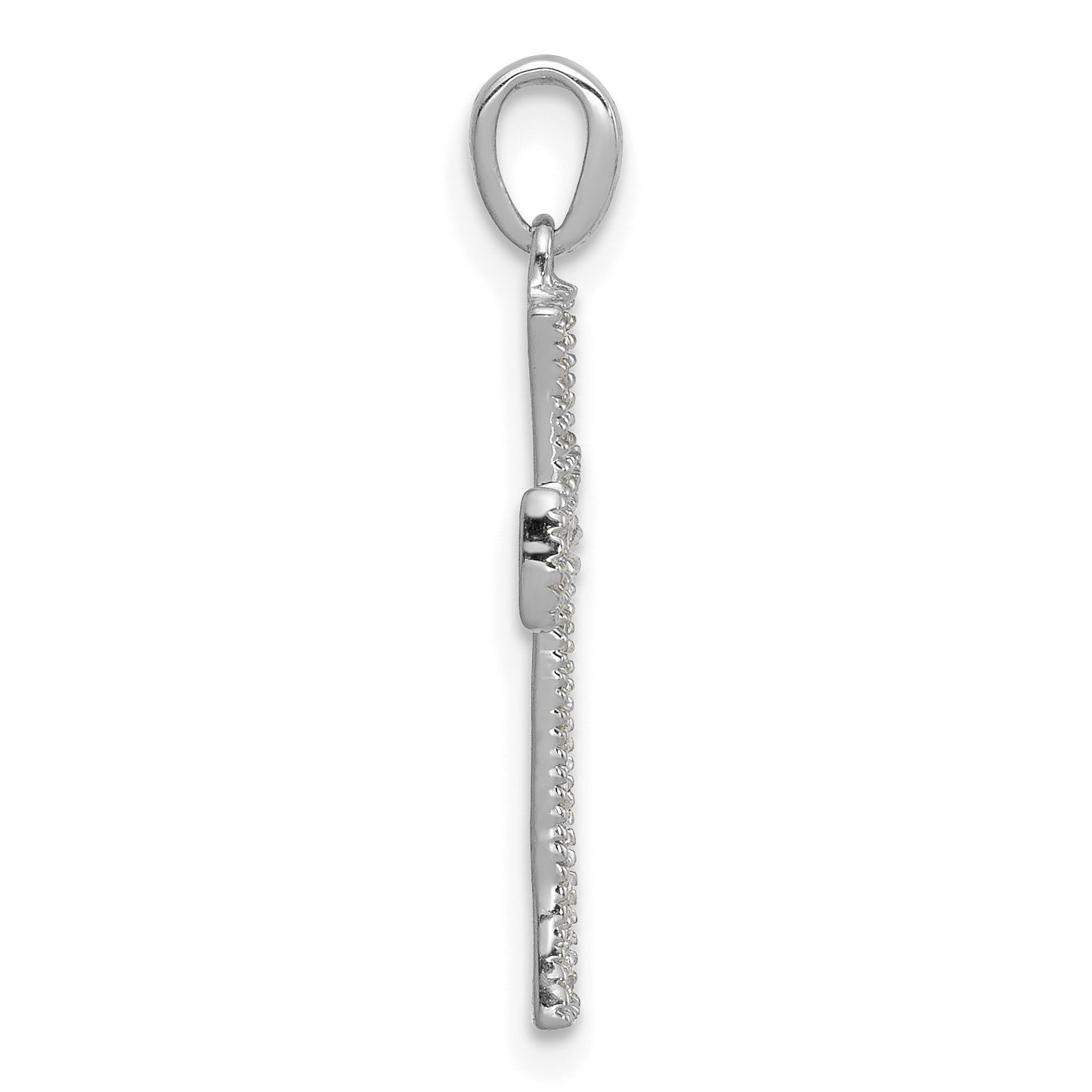 14k White Gold 1/10 carat Diamond Cross Pendant