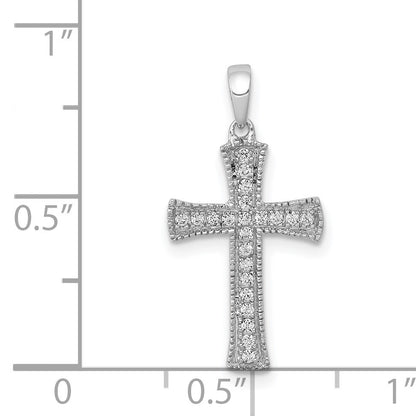 14k White Gold 1/10 carat Diamond Cross Pendant