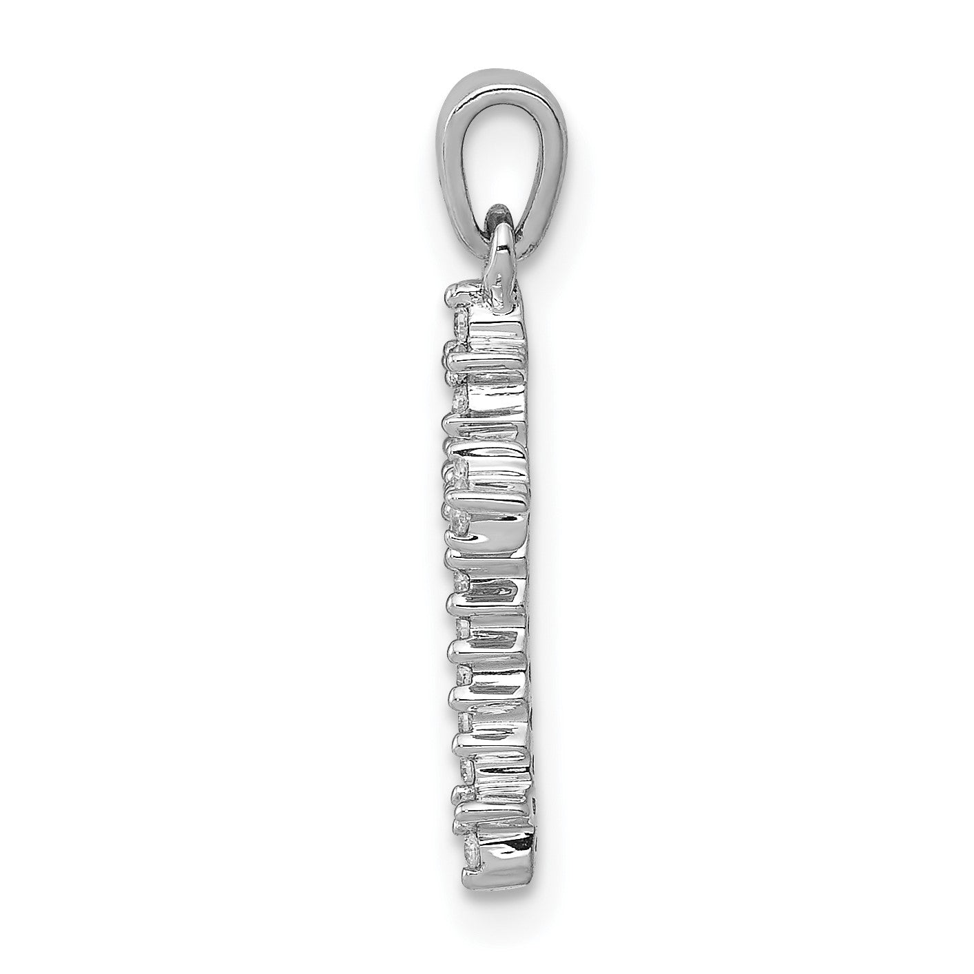 14k White Gold 1/10 carat Diamond Fleur e Lis Cross Pendant