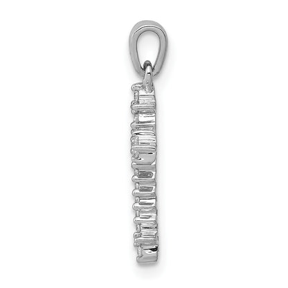 14k White Gold 1/10 carat Diamond Fleur e Lis Cross Pendant