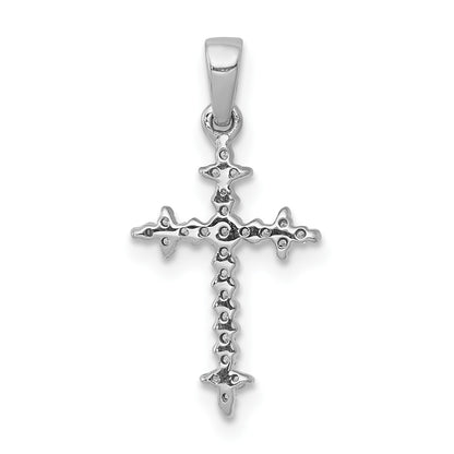 14k White Gold 1/10 carat Diamond Fleur e Lis Cross Pendant