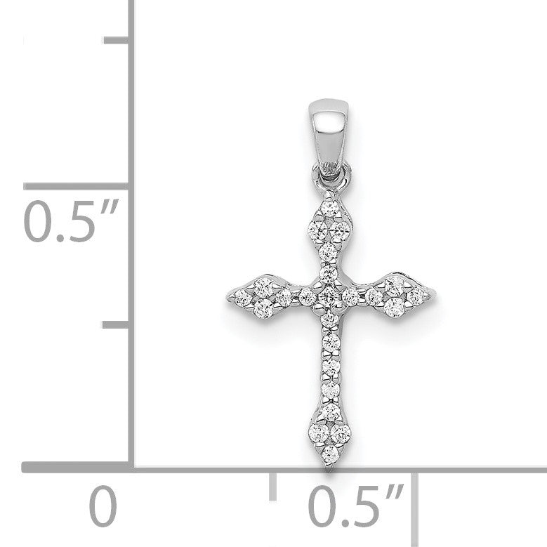 14k White Gold 1/15 carat Diamond Cross Pendant