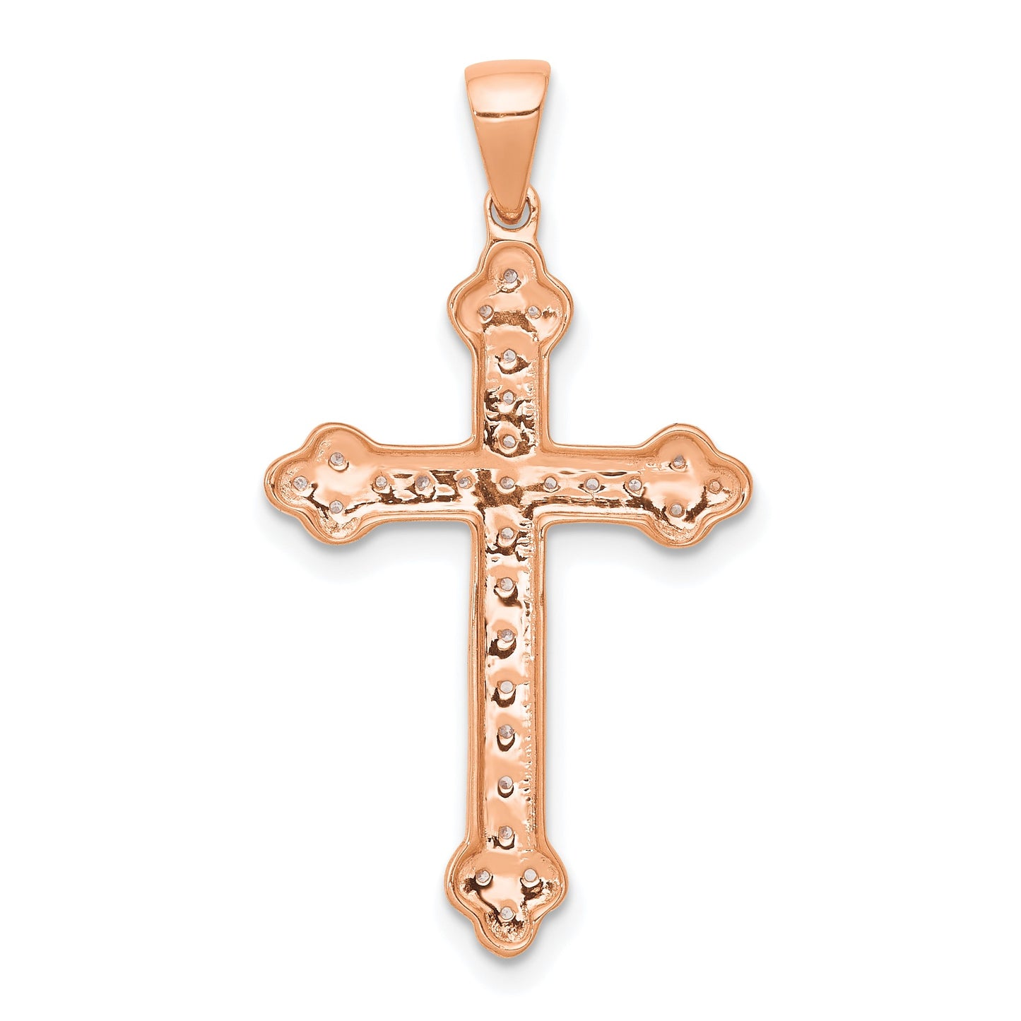 14k Rose Gold and White Rhodium 1/10 carat Diamond Cross Pendant