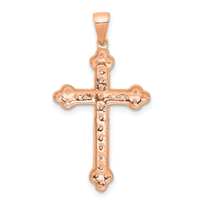 14k Rose Gold and White Rhodium 1/10 carat Diamond Cross Pendant