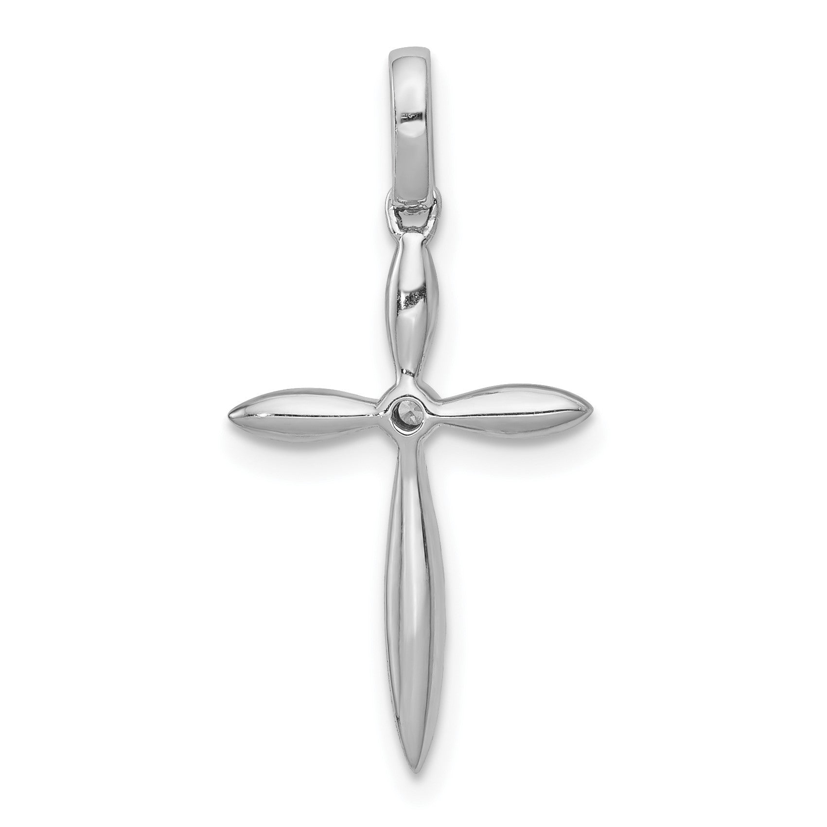 14k White Gold 1/6 carat Diamond Cross Pendant