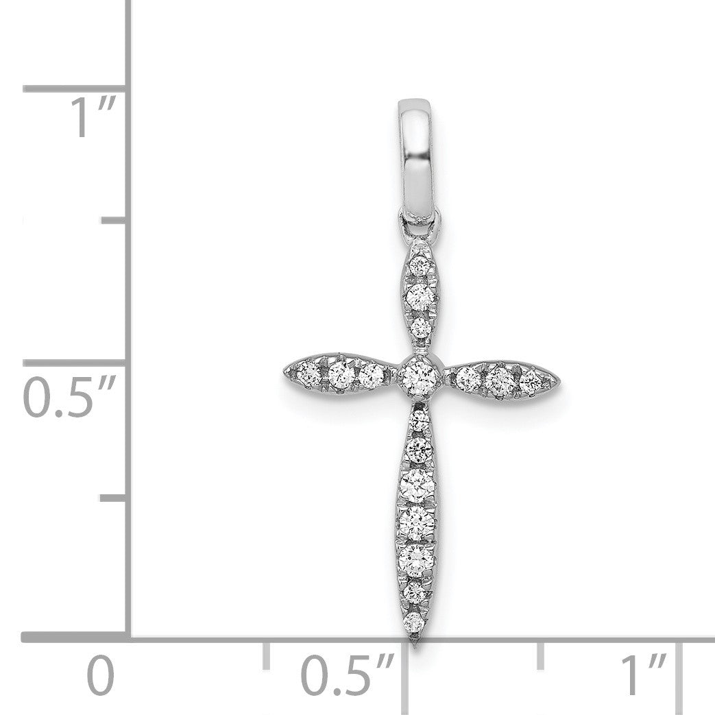 14k White Gold 1/6 carat Diamond Cross Pendant