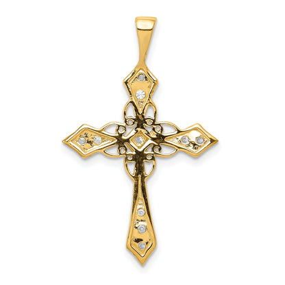 14k 1/3 carat AA Diamond Passion Cross Pendant