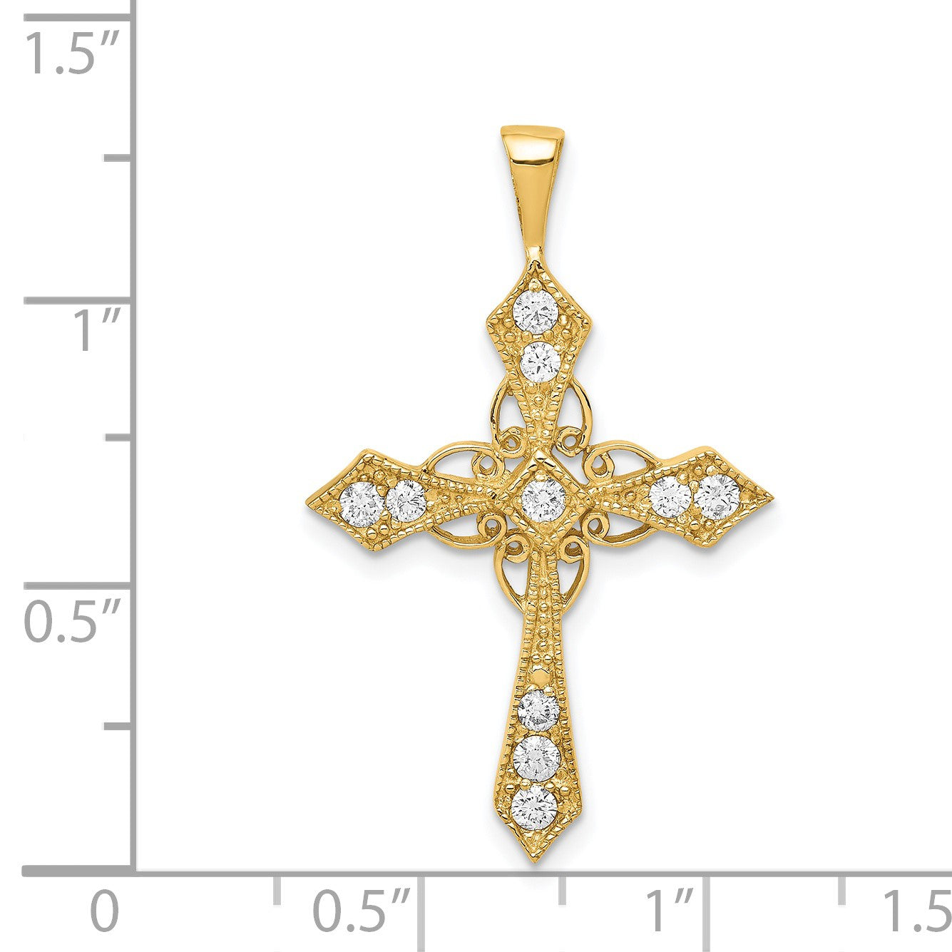 14k 1/3 carat AA Diamond Passion Cross Pendant