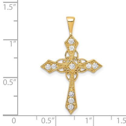 14k 1/3 carat AA Diamond Passion Cross Pendant
